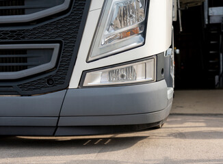 Front view of a large truck. Auto transport business concept