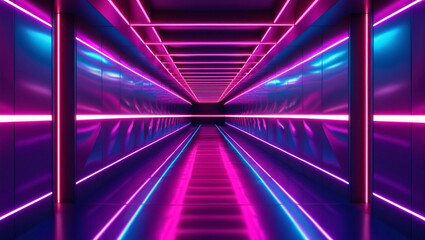 Fototapeta premium neon background, a futuristic, neon-lit corridor, futuristic neon background, neon, futuristic, corridor, modern, light, design