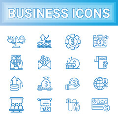 Business Corporate Transaction Tax Icons Set