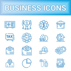 Business Corporate Transaction Tax Icons Set