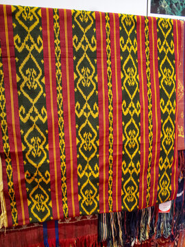 Kain Tenun Kalimantan with motif traditional ethnic from Berau, East Borneo, Indonesia.