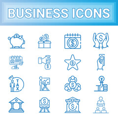 Business Corporate Transaction Tax Icons Set