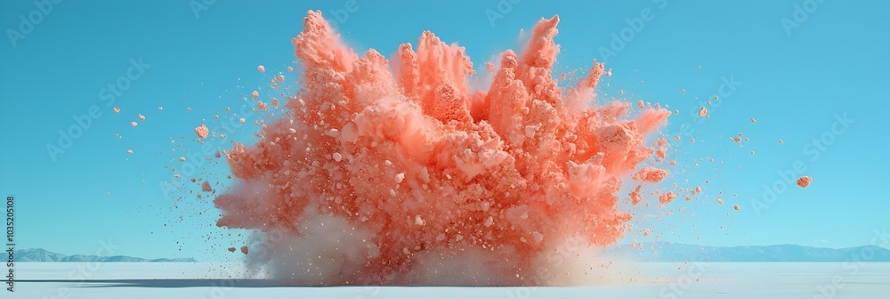 Poster stunning abstract composition featuring an explosive burst of powdery vibrant colors frozen mid moti