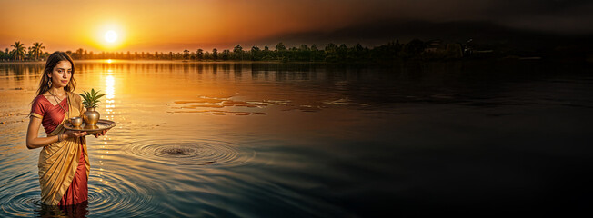 chhath puja image with copy space  