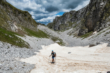 Fototapeta premium Trekking in Prokletije National Park, Accursed Mountains, Grebaje, Montenegro