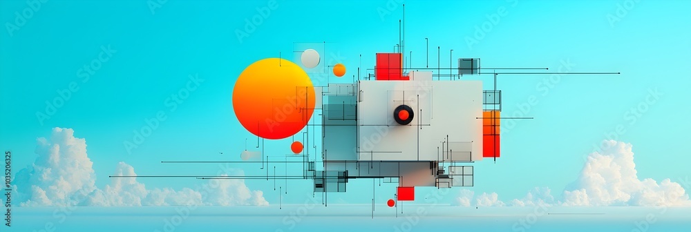 Poster Vibrant and dynamic abstract digital background composed of geometric shapes layered with gradients and transparency effects  Minimalist and contemporary design with a futuristic feel