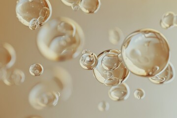 Fototapeta premium Abstract Golden Bubbles Floating in Liquid