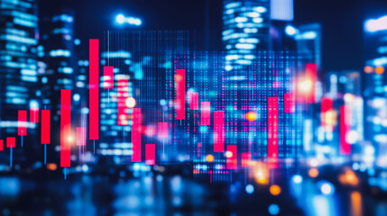 Fototapeta premium Abstract business smart city and charts and graphs with statistics to innovative analyze business potential and forecast future development of companies growth.