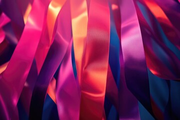 A collection of vibrant ribbons in various colors and textures