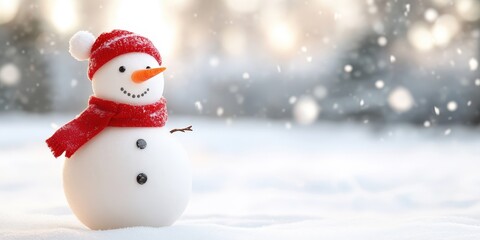 Obraz premium Cheerful Snowman in a Winter Wonderland Scene