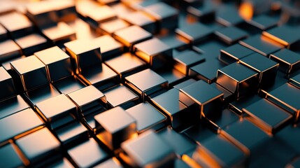 Fototapeta premium Abstract Metallic Block Pattern with Reflections