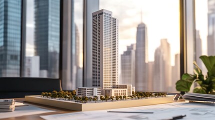 Fototapeta premium A Miniature Cityscape Model in an Architect's Office