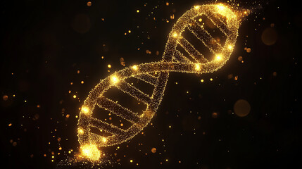 3d illustration of rotating abstract DNA molecule glowing molecule on futuristic digital background