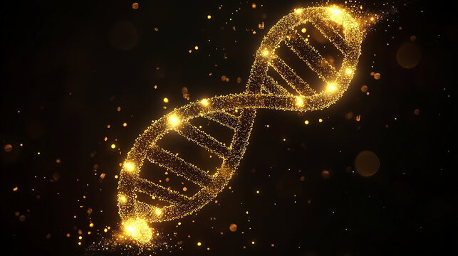 3d illustration of rotating abstract DNA molecule glowing molecule on futuristic digital background