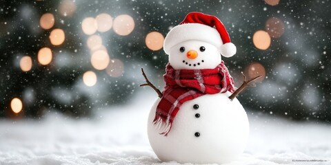 Obraz premium Cheerful Snowman Decorated for Winter Holiday Season