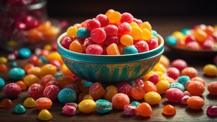 Vintage Style Colorful Candy Collection on a Background