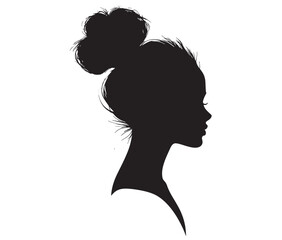 Beautiful face woman silhouette, Silhouette of a woman, Decorative fashion girl for beauty salon design.