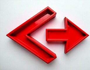 3d red plastic arrow sign symbol isolated on a black background cursor web element next forward back backward