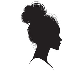 Beautiful face woman silhouette, Silhouette of a woman, Decorative fashion girl for beauty salon design.