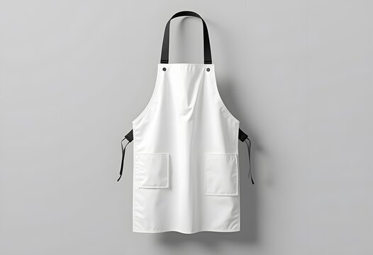 Blank apron with strap mockup, top view, 3d rendering. Empty chef or waiter uniform mock up, isolated. Clear protect dickey for housewife or butcher mokcup template.
