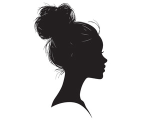 Beautiful face woman silhouette, Silhouette of a woman, Decorative fashion girl for beauty salon design.