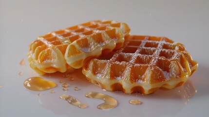 A pair of waffles served on a clean white plate, ready to be enjoyed
