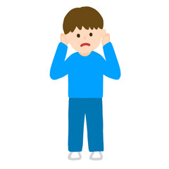 頭抱えている男の子