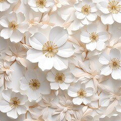 white flowers background   with white  background Generative AI