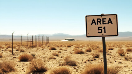 Clear Skies Over Area 51: Barbed Wire Fences and Hidden Buildings in the Nevada Desert
