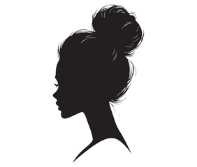 Beautiful face woman silhouette, Silhouette of a woman, Decorative fashion girl for beauty salon design.