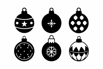 
Christmas ball set. Black silhouette Christmas ball vector illustration, set of Christmas balls
