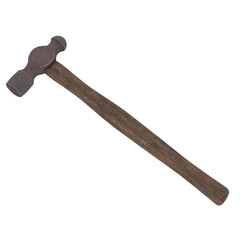 Old rusty hammer with a wooden handle
