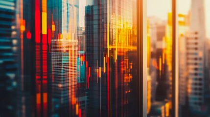 Naklejka premium Abstract business smart city and charts and graphs with statistics to innovative analyze business potential and forecast future development of companies growth.