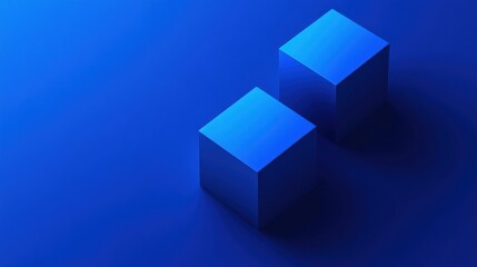 Two Blue Cubes on Blue Background