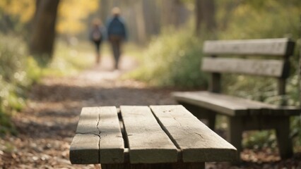 wooden bench in the park