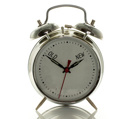 Vintage Alarm Clock Displaying Time Transition Concept from old to new
