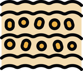 Icon illustrating the different layers of human skin including epidermis, dermis and hypodermis