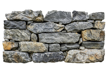 Close-up of a rustic stone wall showcasing various shades and textures, ideal for backgrounds and architectural designs.