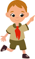 Cheerful Boy Scout Character Illustration
