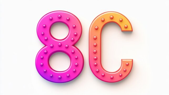 3D Pink and Orange 8C Alphabet Letters