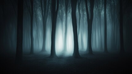 Obraz premium Mysterious Forest with Ethereal Light at Dusk