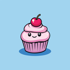 Cheerful Cupcake Mascot Vector Illustration for Bakery Logos