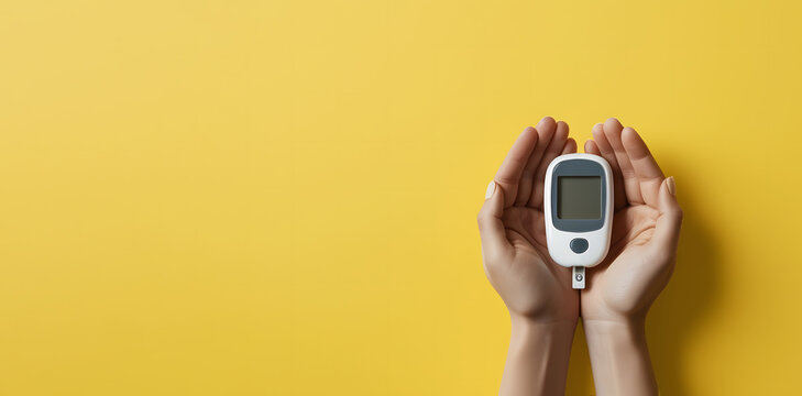 World diabetes day, 14 november, awareness banner with red, blood, drop. and heart made of sugar cubes. concept with copy space on blue background