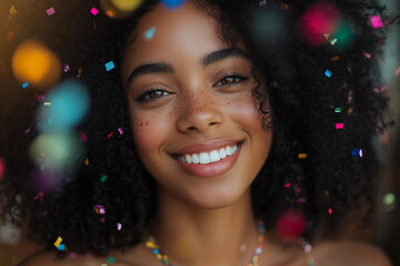 Generative AI image of person celebrating New Year's Christmas by beautifully decorated tree holiday magic advent