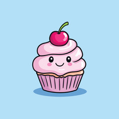 Delicious Cartoon Cupcake Character Vector for Pastry Shops