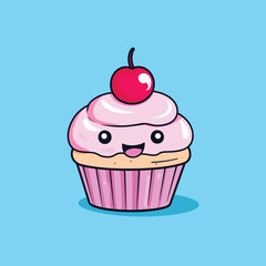 Yummy Cake Mascot Vector Icon for Snack and Dessert Designs