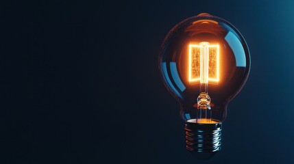 Glowing Light Bulb on Dark Background