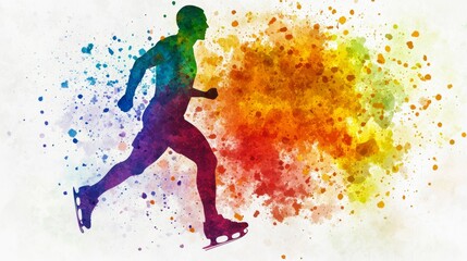 Fototapeta premium Colorful Silhouette of a Skater on Ice