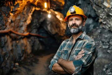 Obraz premium A construction worker in a tunnel, useful for industry or occupation scenes