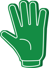 Foam cheering hand. Green sport fan symbol